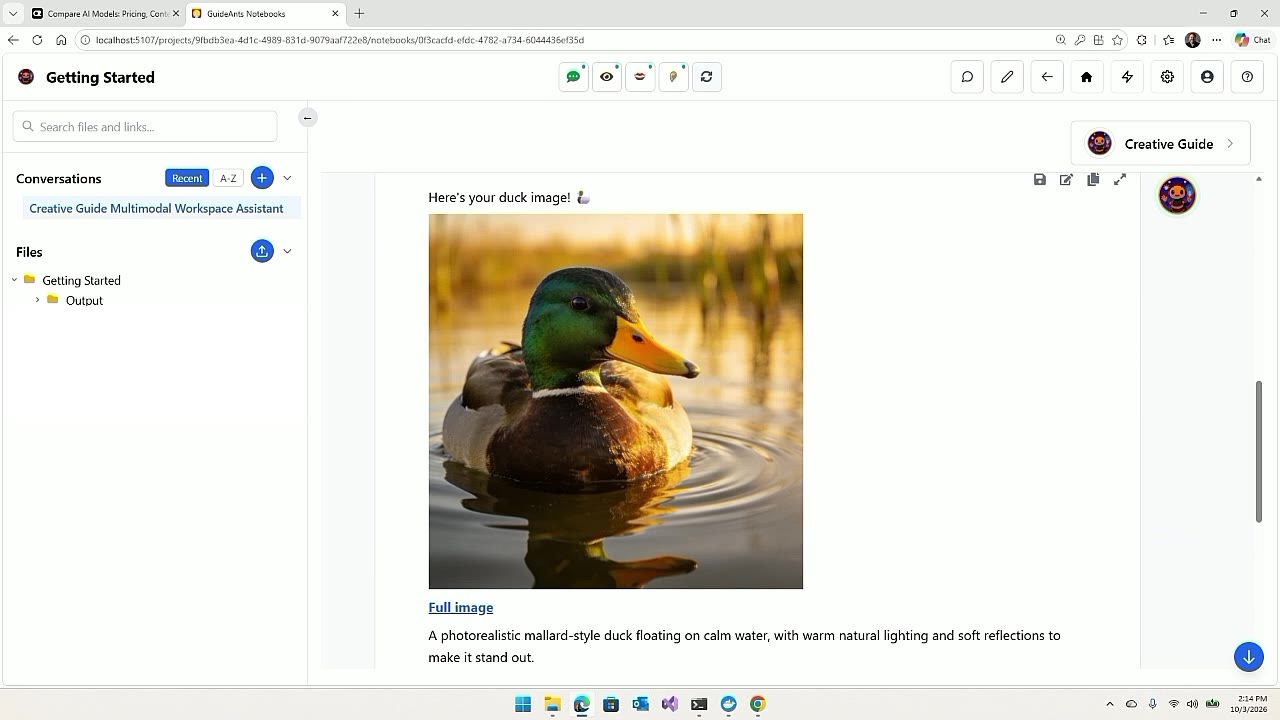 The duck, generated in the notebook.